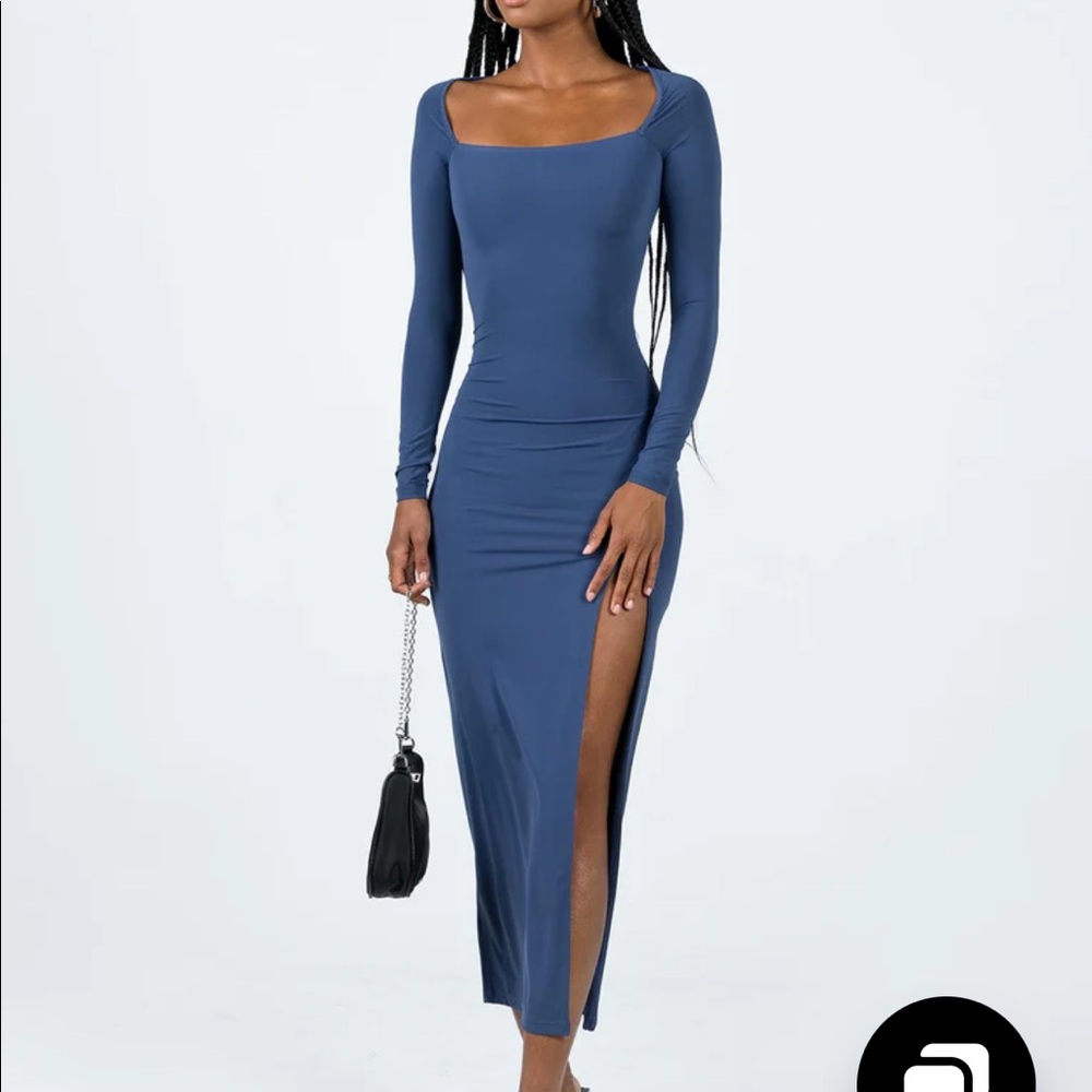 Princess Polly Hayward Long Sleeve Midi Dress Blue